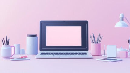 Minimalist Workspace with Essential Marketing Equipment