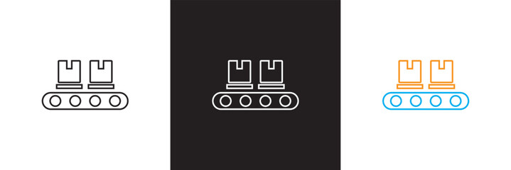 Package conveyor icon sign vector.  isolated on white and black background. vector illustration. EPS 10