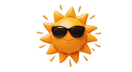 Happy Sun Cartoon 3D Render Summer Sunglasses Cute