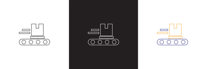 Package conveyor icon sign vector.  isolated on white and black background. vector illustration. EPS 10