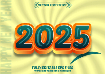 happy new year 3d text effect and bundle editable text effect with luxury 2025, 2026, 2027-year background