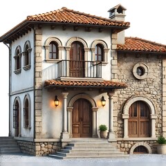 Fototapeta premium Illustration of a two-story stone house