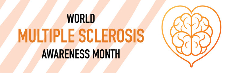 world Multiple Sclerosis Awareness month, supports people and family love, vectors banner, flyer and affiche pub, orange color, typography and text style