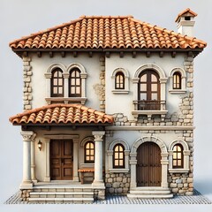 Obraz premium Illustration of a two-story stone house