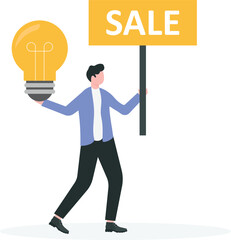 Businessman sale light bulb idea, VECTOR
