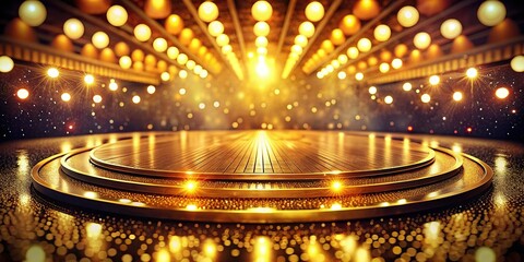 Obraz premium Macro Photography: Golden Circular Stage with Spotlights - Dramatic Lighting