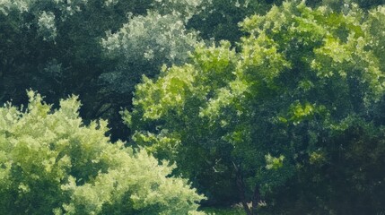 Obraz premium A painting of trees with green leaves
