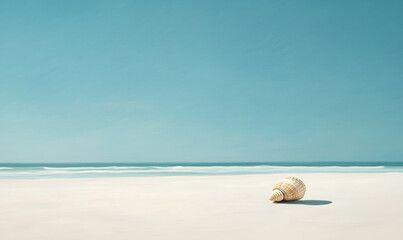 tranquil beach with a single seashell