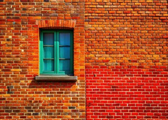 Minimalist Ancient Brick Wall with Window - Vertical Stock Photo