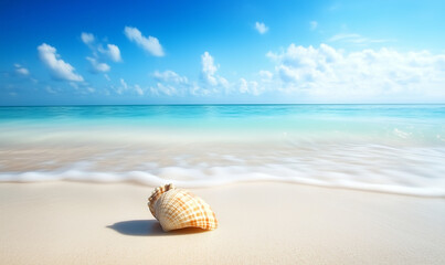 Obraz premium tranquil beach with a single seashell
