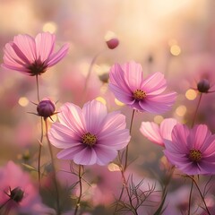 Photo of a Beautiful Pink Flower Field in Full Bloom