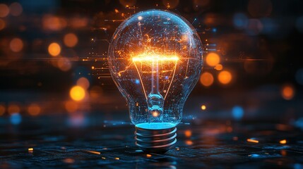 Creative AI Technology Light Bulb Explodes - Creativity Light - Signifying Artificial Intelligence - New Idea, Brainstorming, and Think Differently Concept