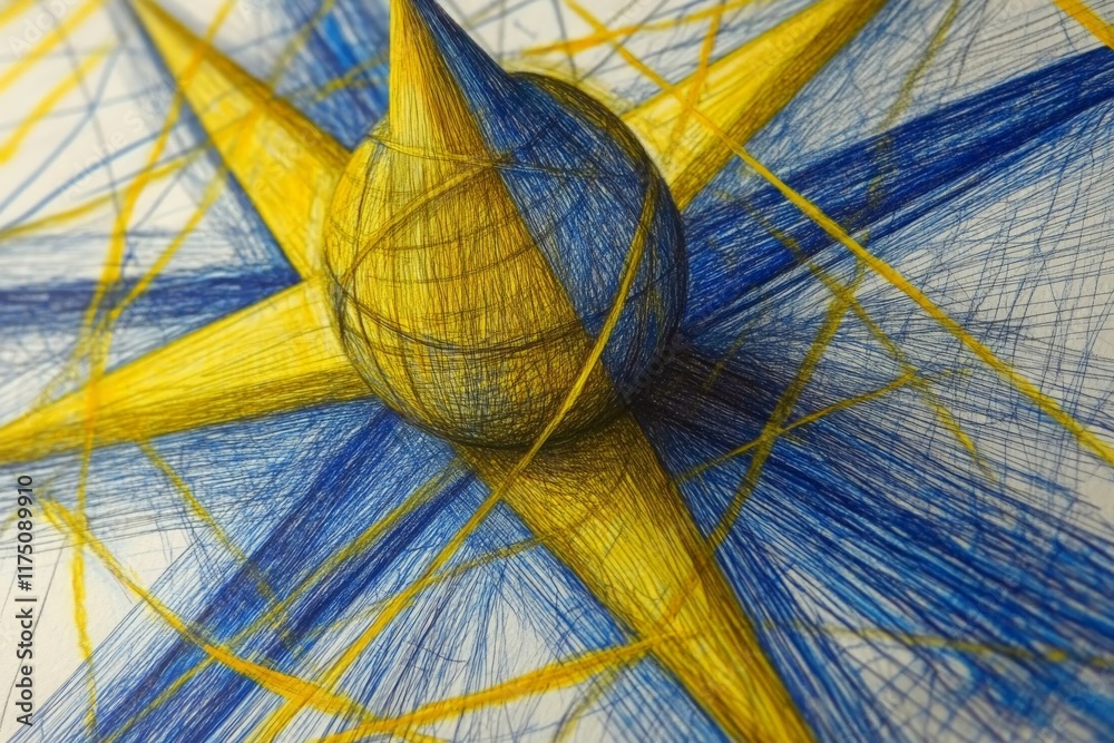 Poster An abstract composition bursting with striking blue and yellow hues, embodying emotion and movement, where vibrant colors interact to create a vivid visual experience.
