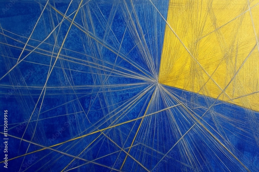 Poster an elegant blend of yellow and blue lines creates a mesmerizing geometric artwork that showcases int