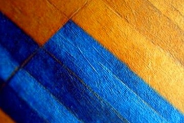Fototapeta premium This abstract artwork features a striking juxtaposition of blue and orange hues, showcasing harmonious lines and textures that evoke warmth and creativity.