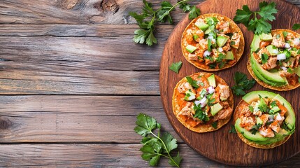 Delicious Mexican Tacos with Fresh Ingredients on Wooden Table