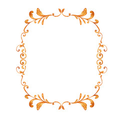 Hand draw romantic frame with watercolor ornament, angels, pastel flowers, isolated on white background