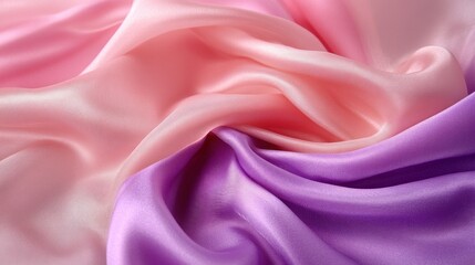Obraz premium Beautiful pink and purple satin fabric background with soft, flowing folds and a shiny texture, perfect for Mother's Day or romantic web banners