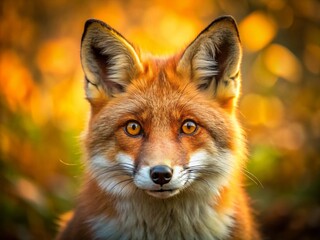 Fototapeta premium Red Fox Portrait: Close-up of a Majestic Red Fox in Autumnal Setting