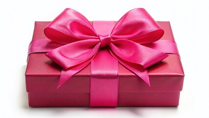 Obraz premium Red Gift Box with Pink Bow, Isolated on White Background - Perfect for Holiday or Birthday Designs