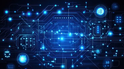 Abstract Blue Circuit Board Technology Design