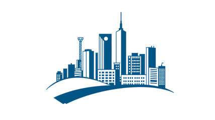 Obraz premium City buildings industrial themed logo icon on the white background. Generative AI