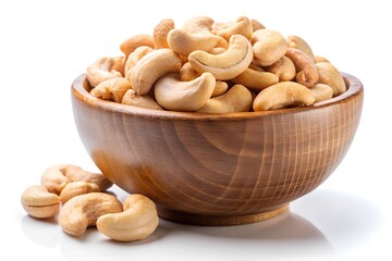 cashew nuts in a bowl isolated