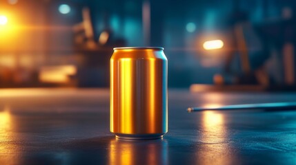 Aluminum Drink Can Mockup in Studio Setting. Generative AI