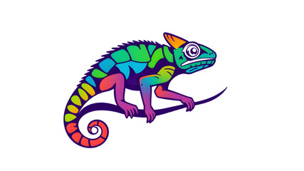 Obraz premium Colorful chameleon logo design on white background. Generative AI