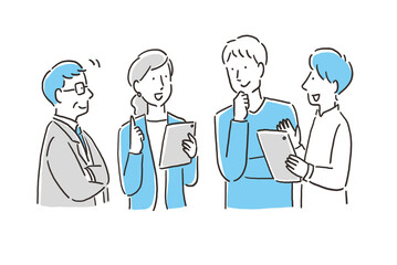 ミーティングをするビジネスパーソンのイラスト素材