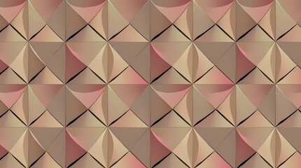 Obraz premium Geometric Abstract Pattern: A mesmerizing and contemporary design with intricate, 3D-like triangles in shades of beige and pink.
