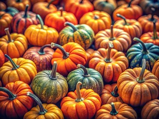 Vintage pumpkins, rich fall colors, create a nostalgic harvest still life photograph.