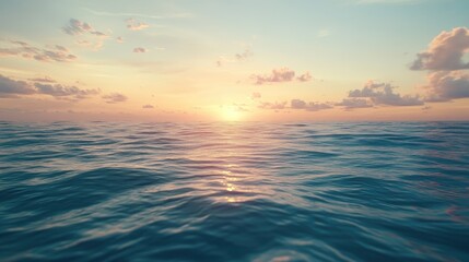 Obraz premium Serene Ocean Sunset Peaceful Waterscape Scene