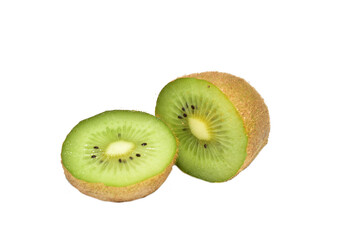 Fototapeta premium Juicy, green kiwi fruit lies on a white background.