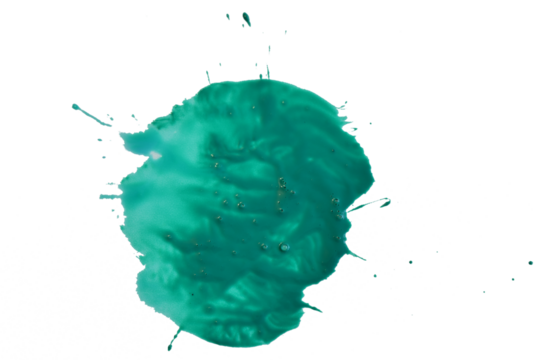 Abstract stain applied with green acrylic paint on PNG background.