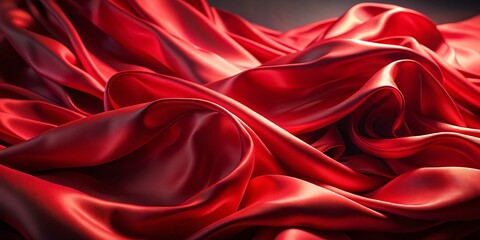 Fototapeta premium Red Silk Fabric Flowing in Wind - High-Resolution Stock Photo