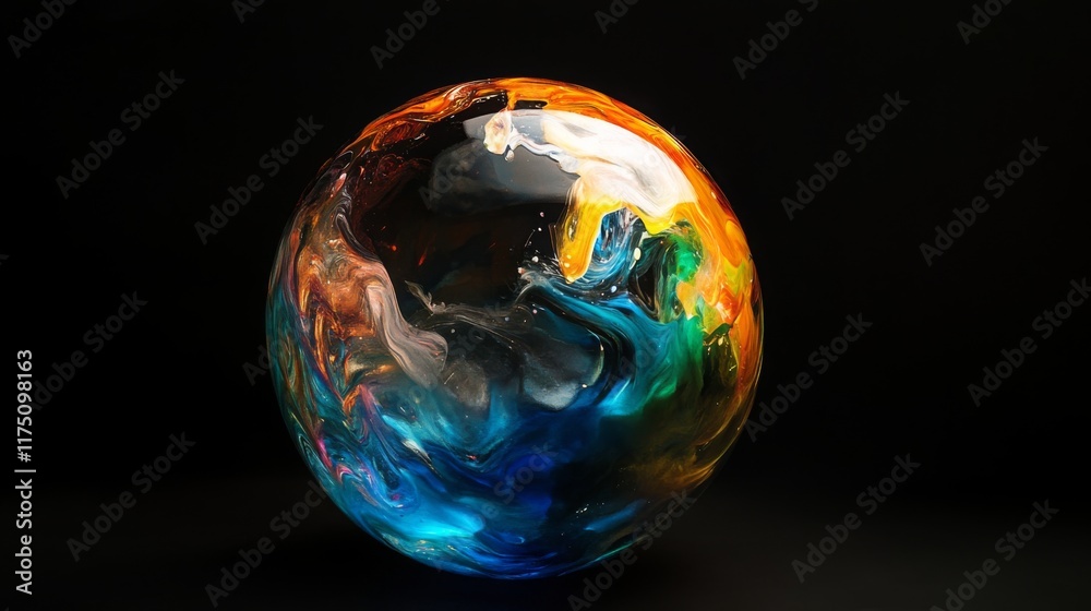 Wall mural earth day environment concept - globe glass glowing isolated on black background. abstract planet sp