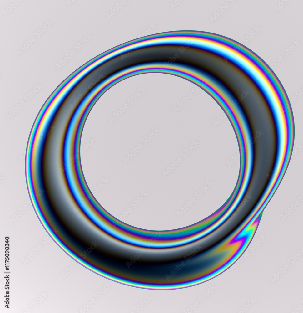 Aufkleber holographic liquid substance of oval shape with a hole in the middle on a white background. 3d illus