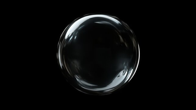 Glowing soap bubbles isolated on black background. Abstract soapy random spheres 3d brutalism design - Powered by Adobe