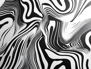 Abstract Black and White Wavy Line Patterns Creating Optical Illusions and Depth, Perfect for Modern Backgrounds, Artistic Projects, and Design Elements