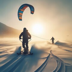 3 Snow Traction Kite Racing Racing with traction kites over snow