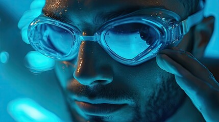 A Man Wearing Swimming Goggles Underwater