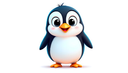 Obraz premium Cartoon Snowy Winter Penguin with Messy Feathers and Sweet Expression