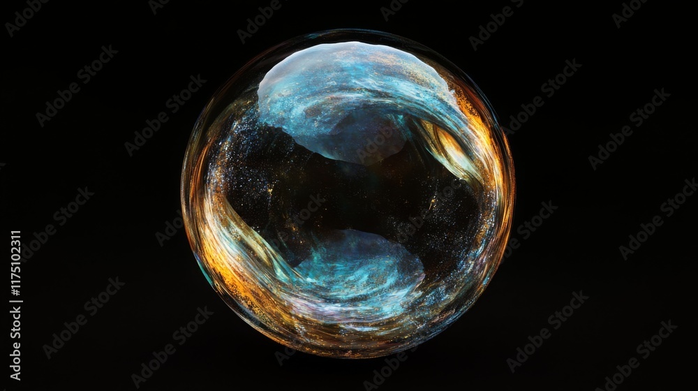 Wall mural earth day environment concept - globe glass glowing isolated on black background. abstract planet sp
