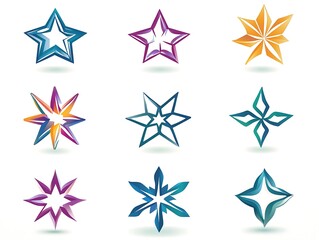 Obraz premium Abstract Star Icon Set Featuring Black and Gold Designs with Modern, Elegant, and Luxurious Styles for Branding, Decorations, and Digital Projects