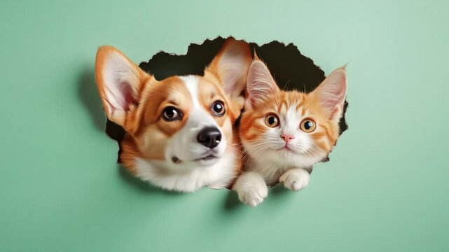 Corgi and kitten
