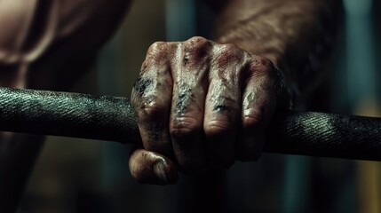A Strong Gripping Hand Holds a Metal Bar
