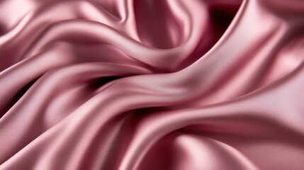 Obraz premium Elegant pink satin background featuring soft, flowing folds and a shiny finish, ideal for wedding or holiday-themed designs with copy space