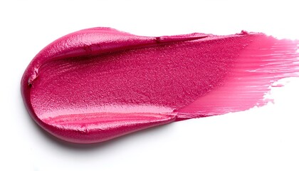 Fototapeta premium A vibrant and shimmery pink lipstick swatch showcasing vivid texture and richness, ideal for cosmetic or beauty-themed purposes.
