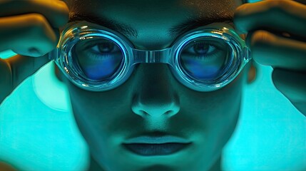 Swimmer Adjusting Their Goggles Before A Race